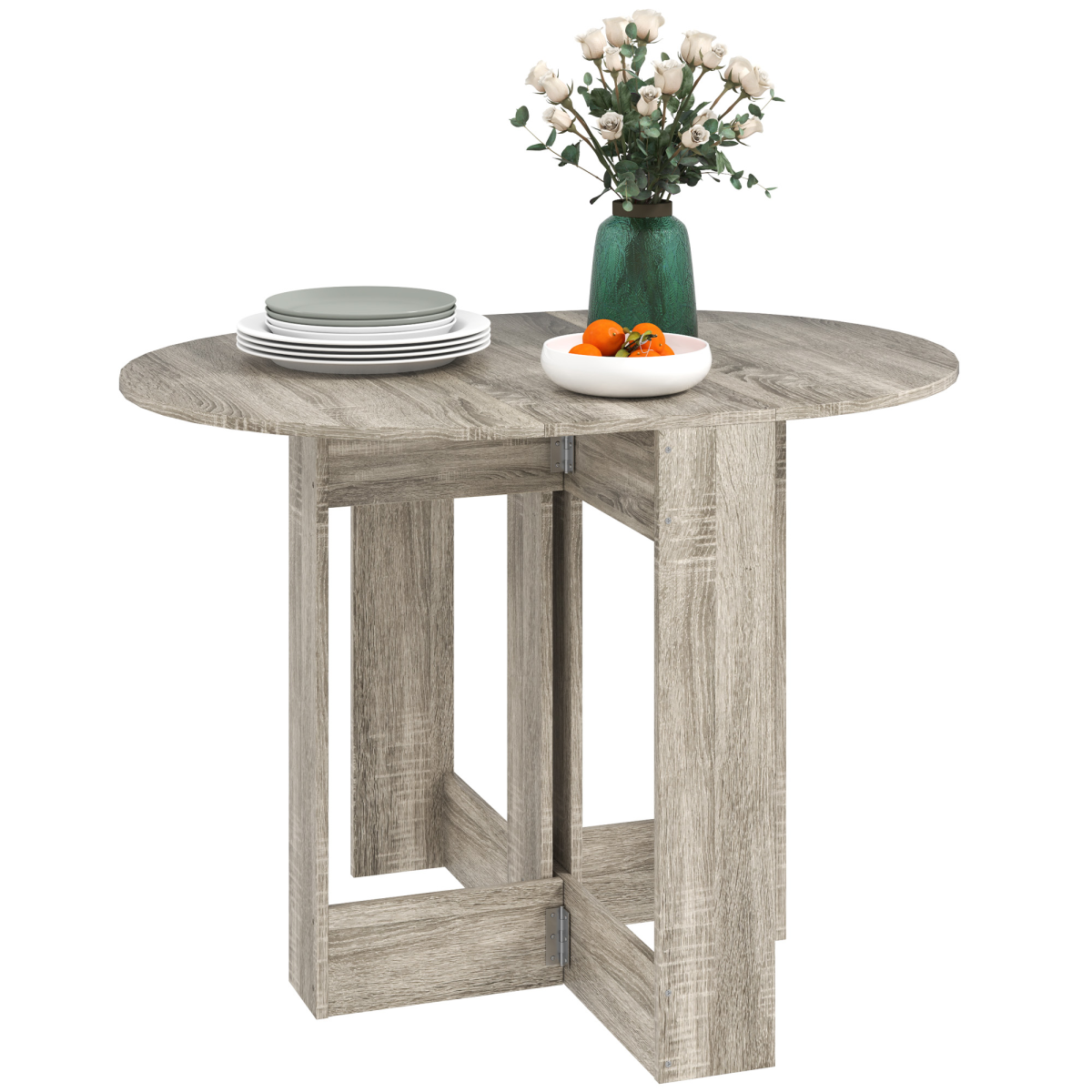 HOMCOM Grey Drop Leaf Folding Dining Table for Kitchen