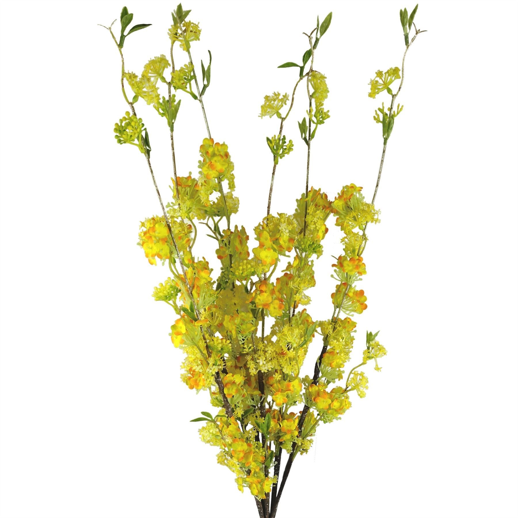 Leaf Pack of 6 Yellow Blossom Spray Stems, 100cm