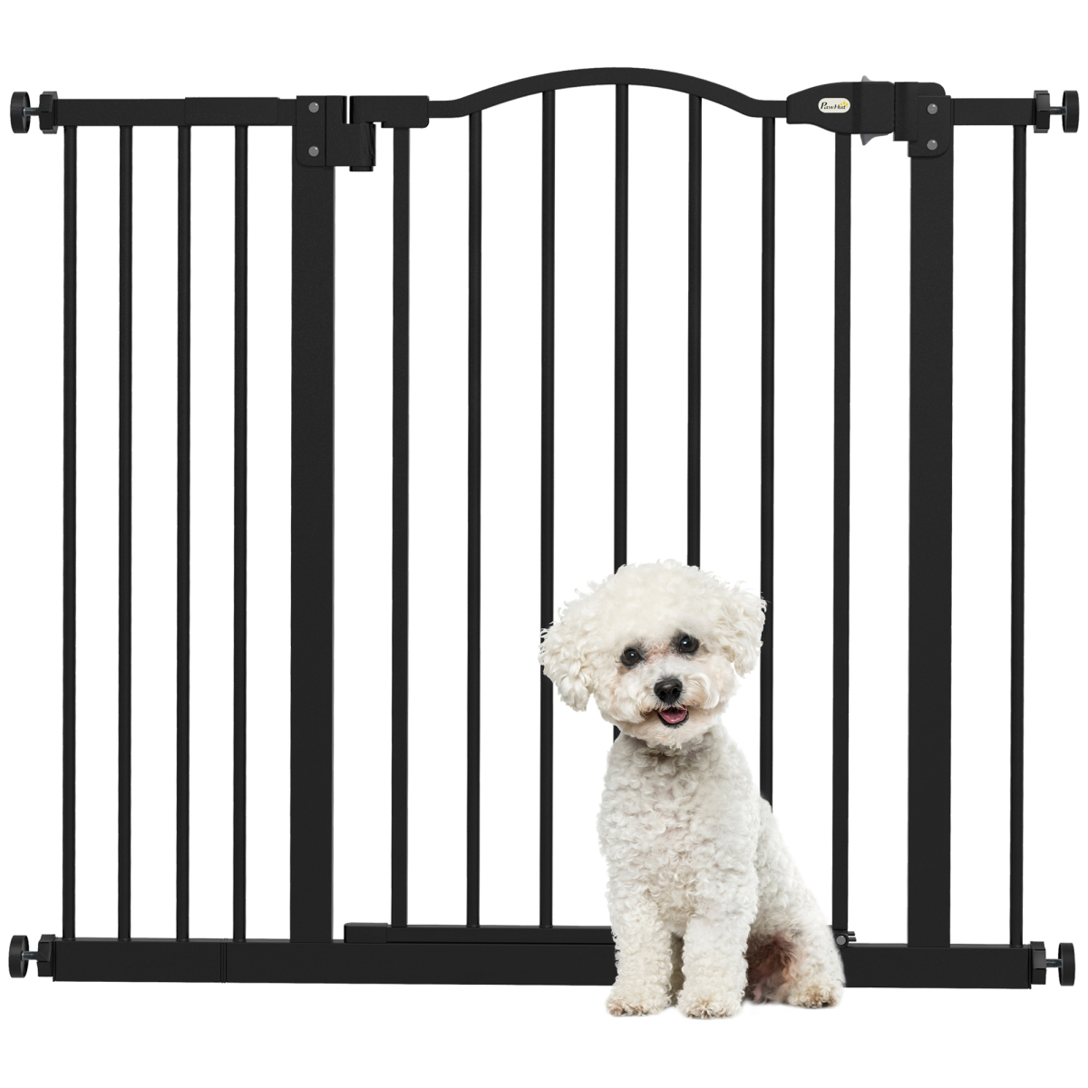 PawHut 74-94cm Adjustable Metal Pet Safety Gate, Auto-Close Black