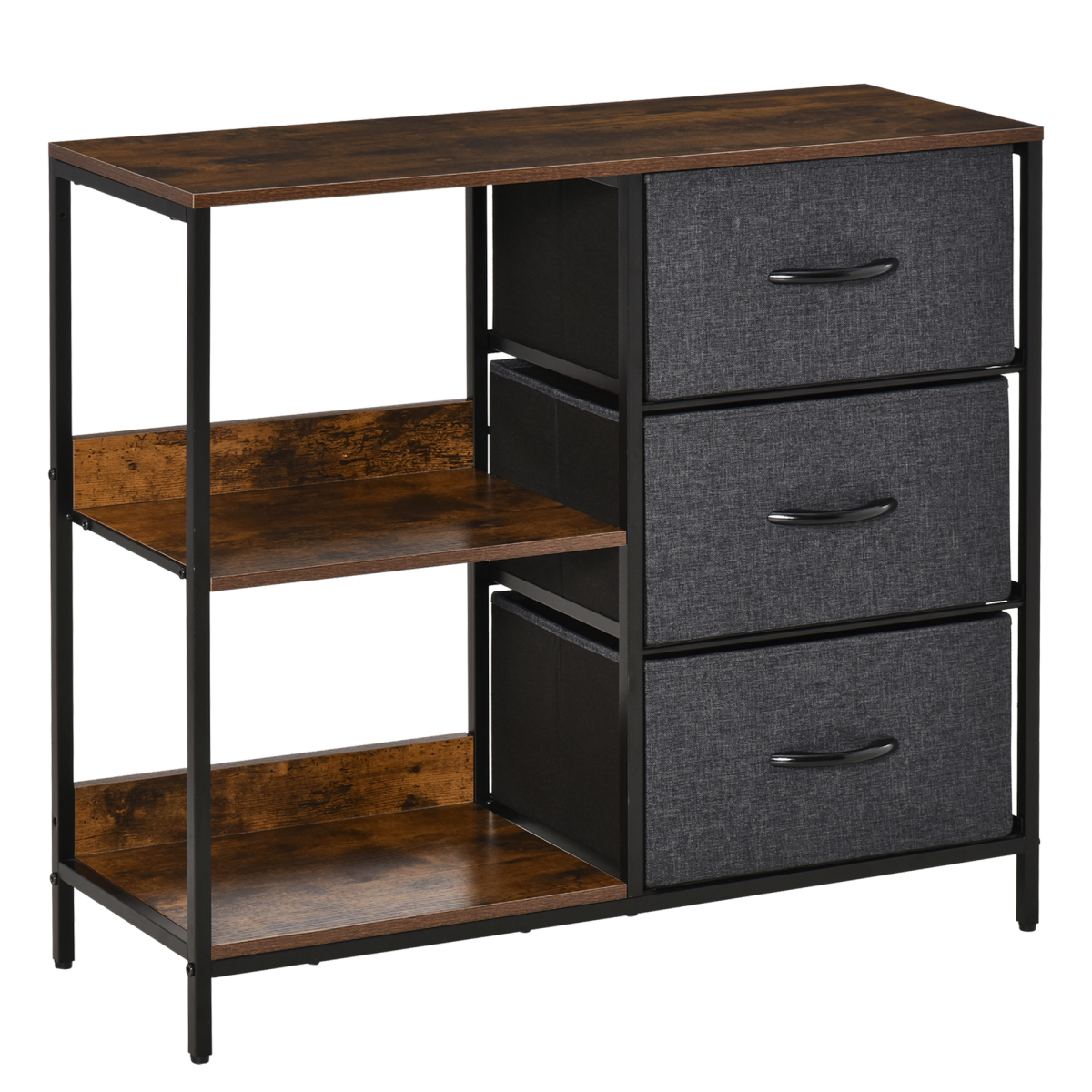 HOMCOM 3-Drawer Chest Dresser with 3 Shelves Storage Cabinet Organizer, Black