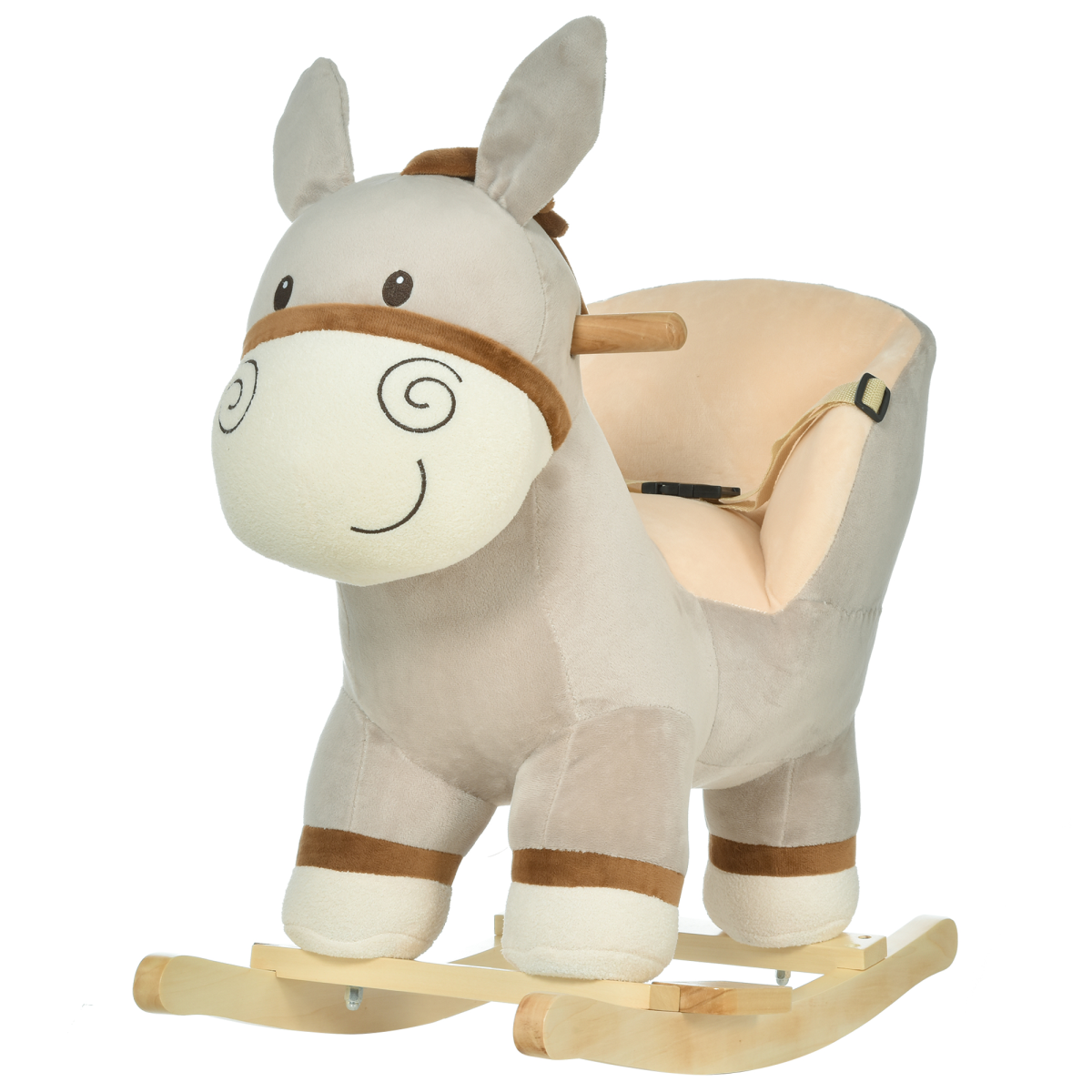 Kids Ride-On Rocking Donkey with Sound, Handlebar and Seat Belt