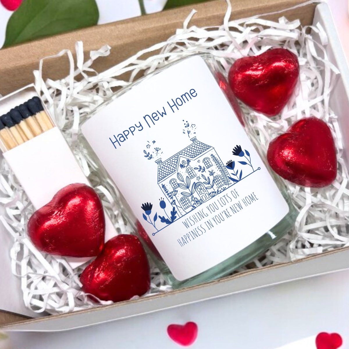 New Home Candle Gift Set with Matches and Chocolates | Housewarming Gift