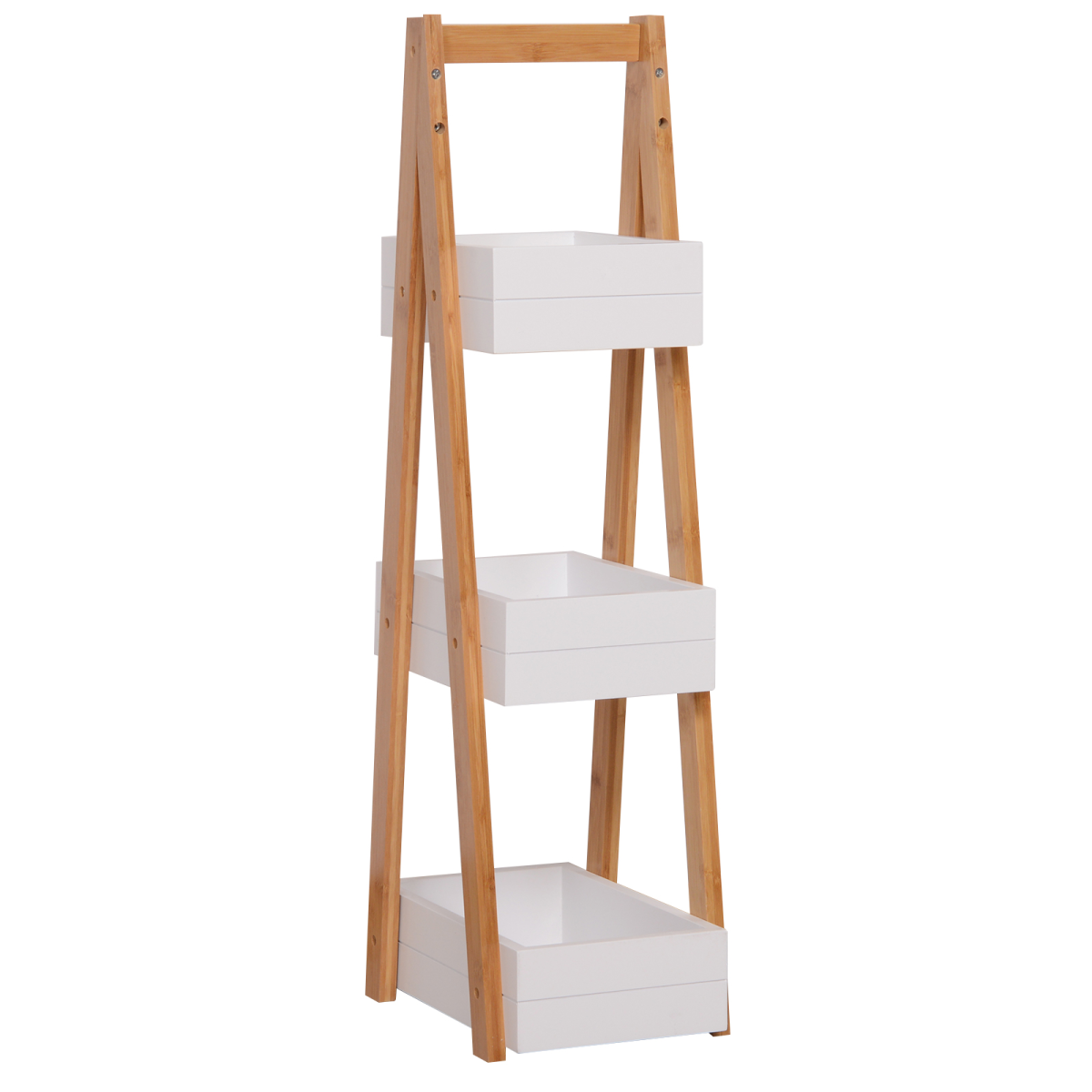 HOMCOM Bathroom A-Shape 3-Tier Bamboo Rack