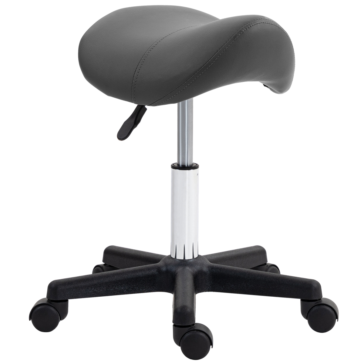 HOMCOM Adjustable Rolling Saddle Stool for Salon, Spa, Grey