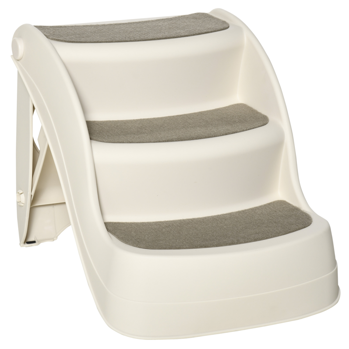 Portable Dog Steps, Non-Slip 3-Step Pet Stairs for Beds and Sofas, Cream