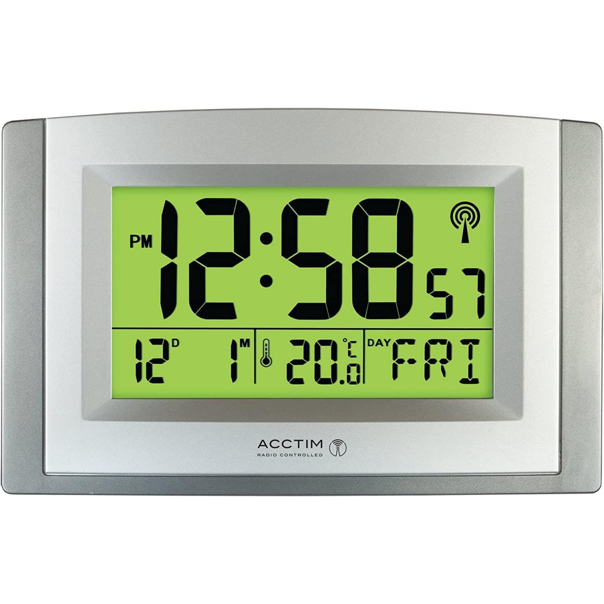 Acctim Radio Controlled Wall or Desk Clock with Smartlite, Time, Calendar and Indoor Temperature Display