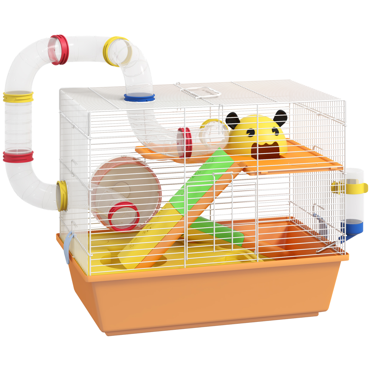 PawHut 3-Tier Hamster & Gerbil Cage with Wheel, Ramp, Dish & Bottle