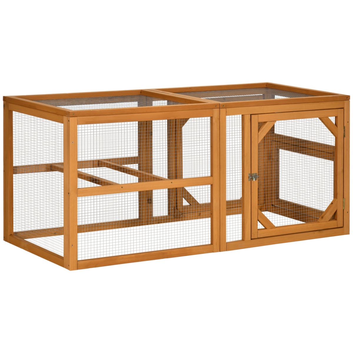 PawHut Wooden Chicken Coop with Perches and Lockable Doors for 2-4 Chickens
