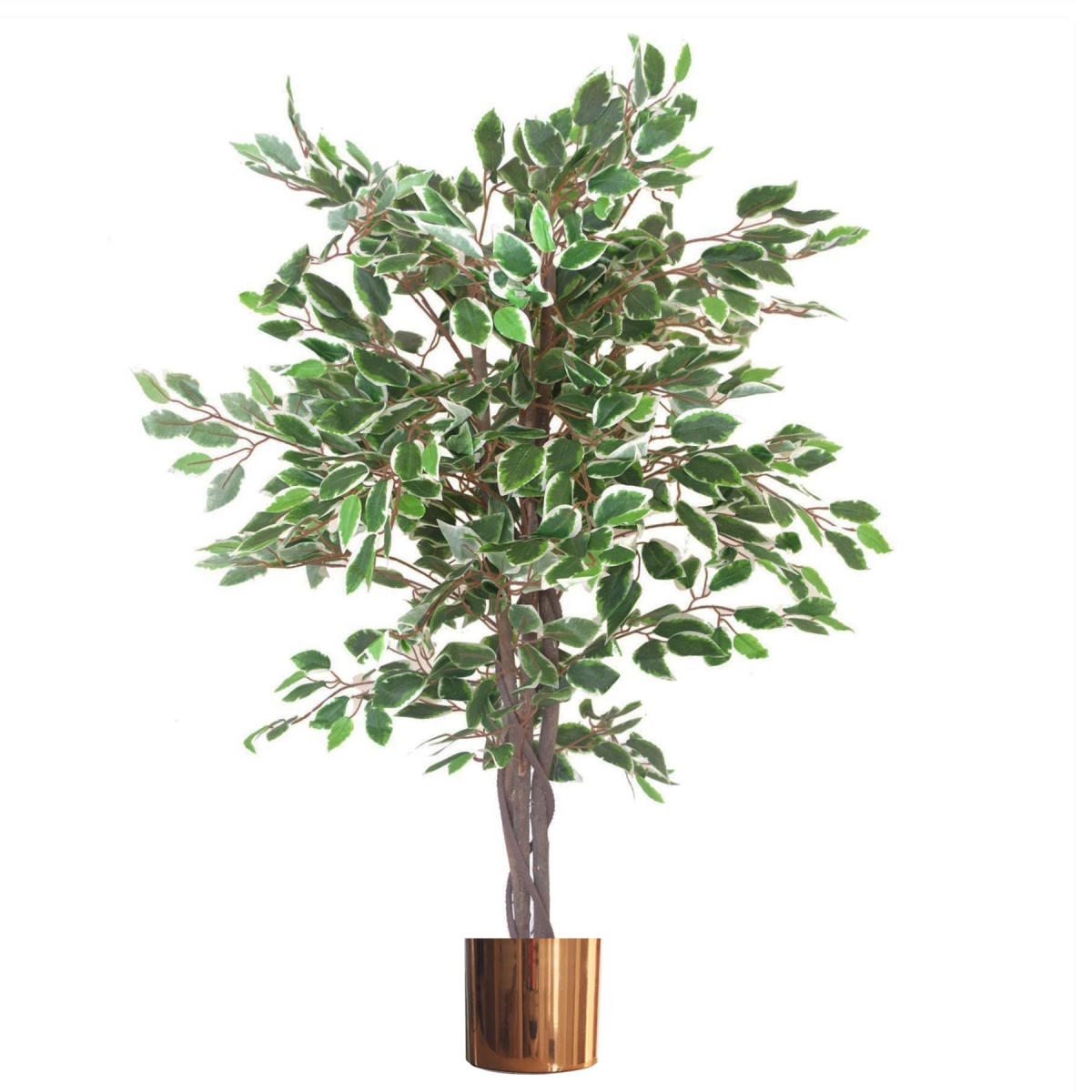 Leaf 130cm Realistic White Edge Ficus Artificial Plant Tree with Metal Planter