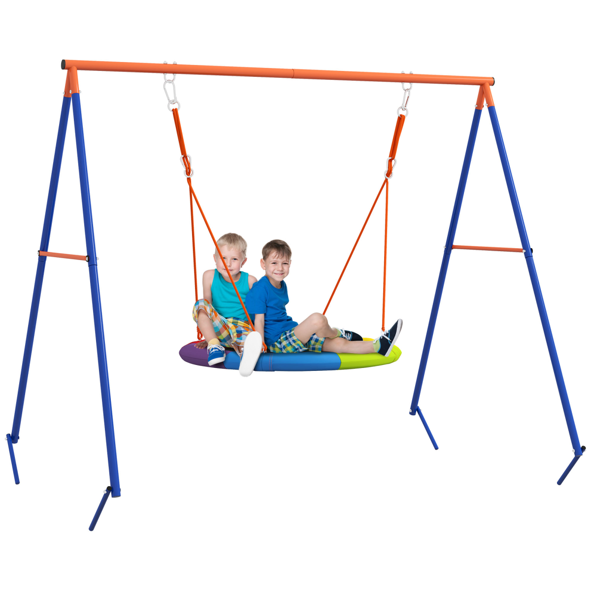 Outsunny Kids Nest Swing Seat with A-Frame Structure for Outdoor Use, Fits Up to 2 Kids