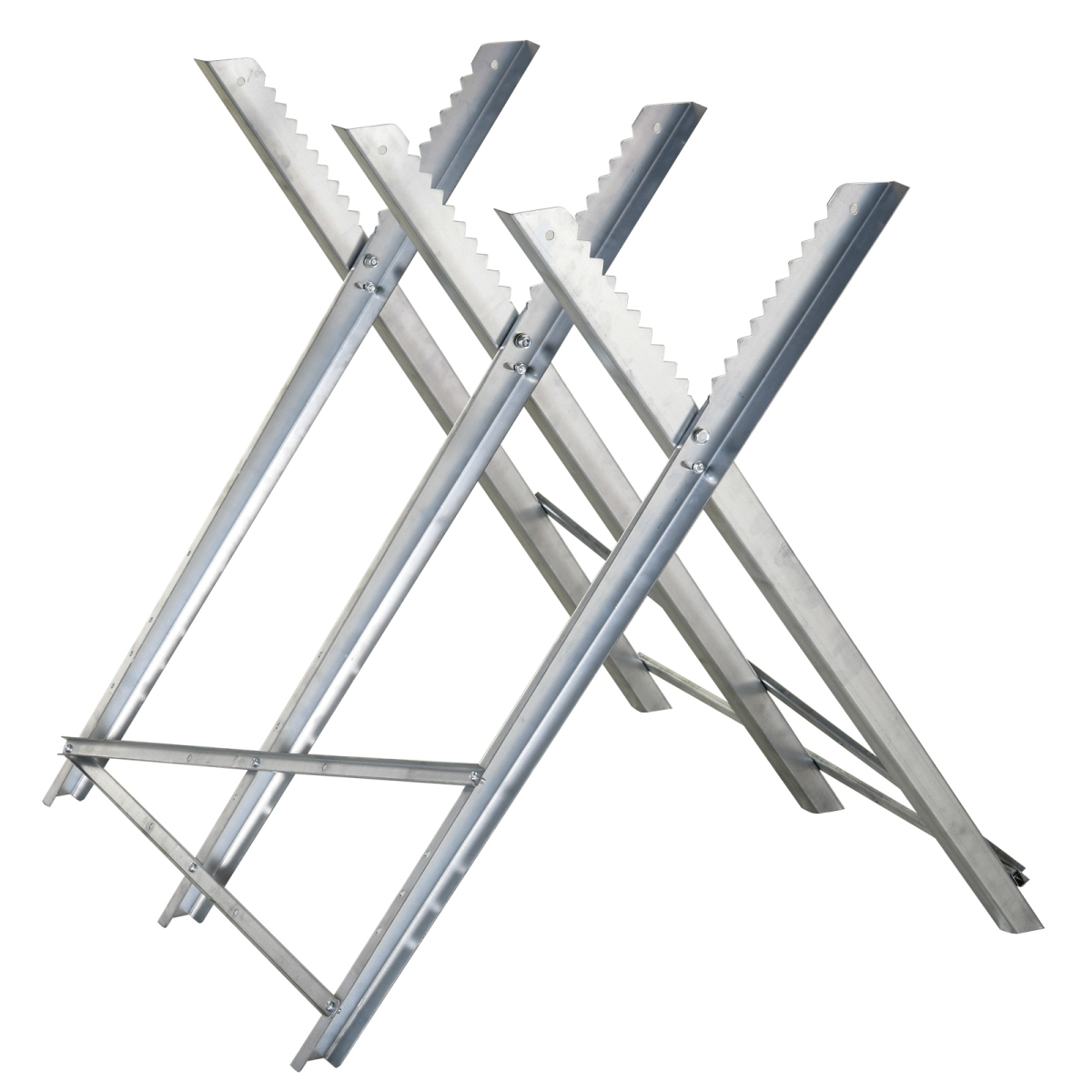 DURHAND Foldable Steel Saw Horse with Sawtooth Edges, Silver