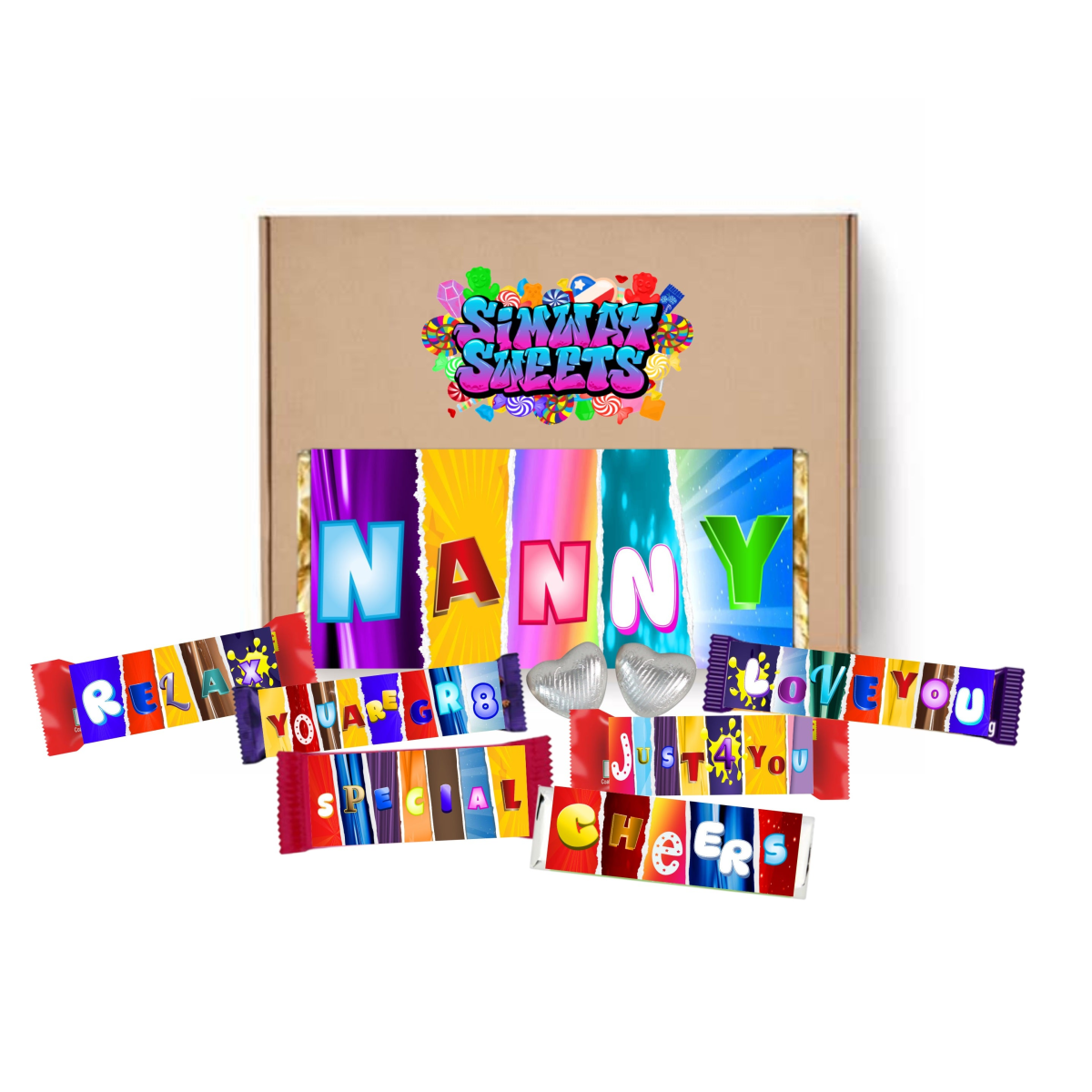 Mother’s Day Fun Chocolate Bar Wrapper Gift Box with Assorted Sweets (Nanny)