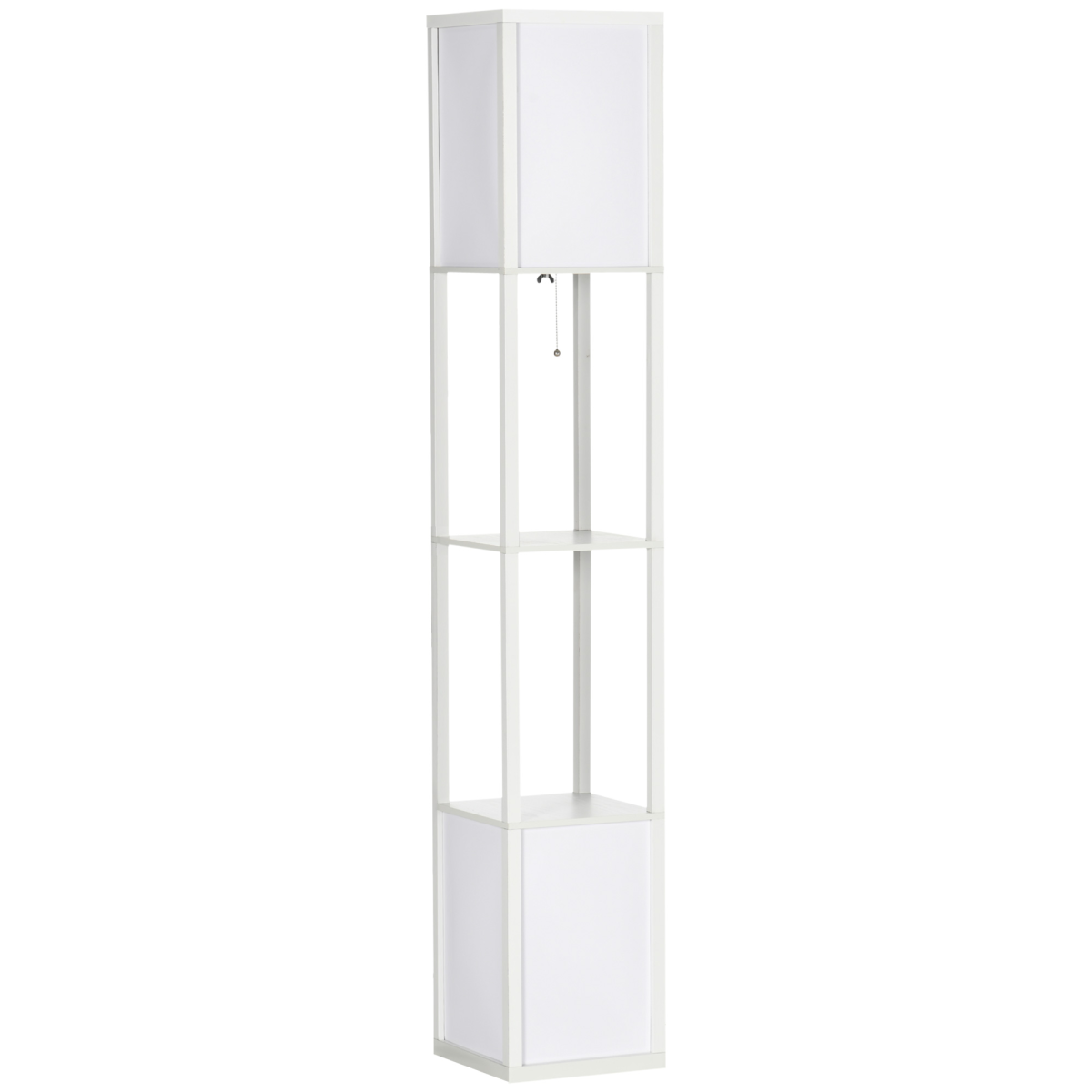 HOMCOM White Shelf Floor Lamp with Dual Light and Shelves