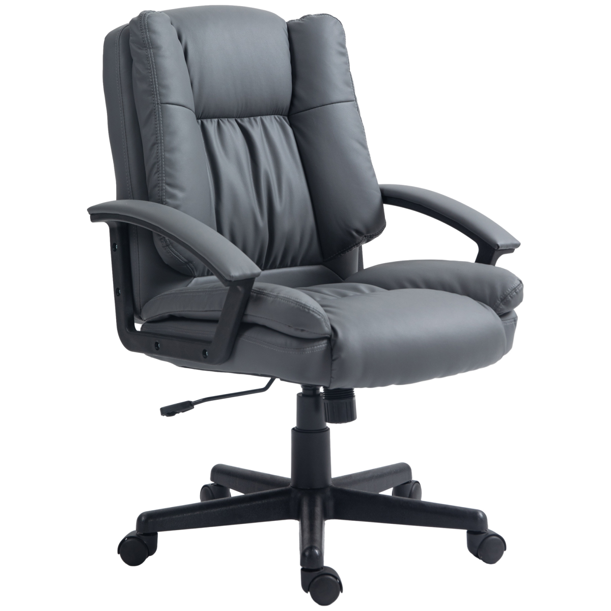 HOMCOM Ergonomic PU Leather Home Office Chair with Arms, Dark Grey