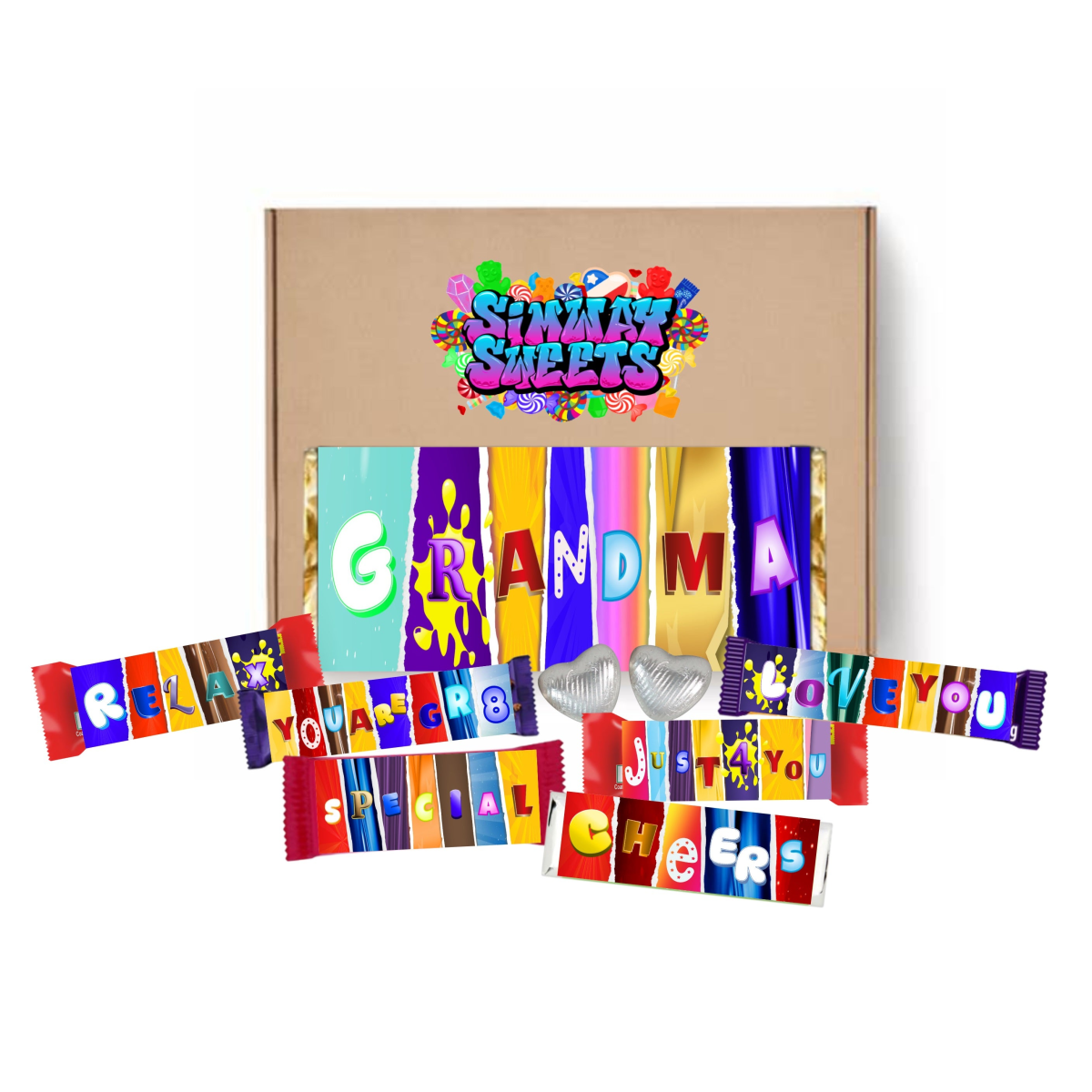 Mother’s Day Gift Box with Fun Chocolate Bar Wrappers for Grandma (HTML)
