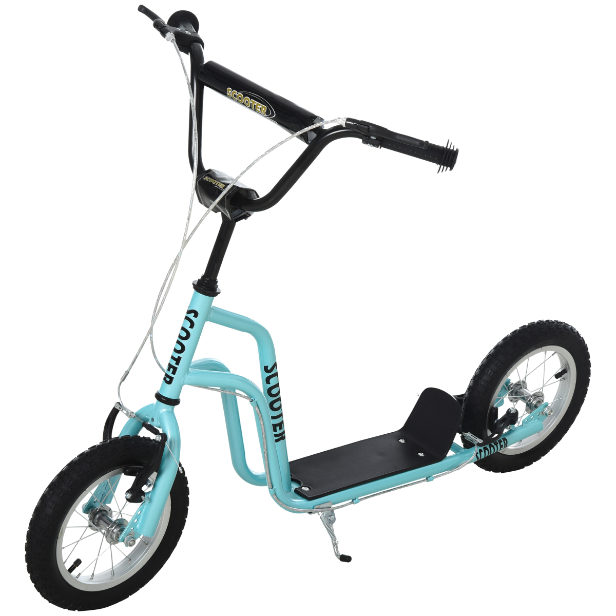 Kids Kick Scooter with Adjustable Handlebar, Inflatable Rubber Tyres and Dual Braking