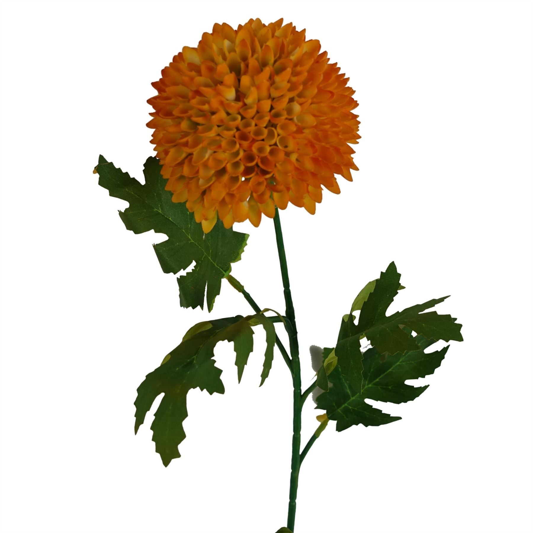Leaf 70cm Yellow Large Ball Dahlia Artificial Flower Stem