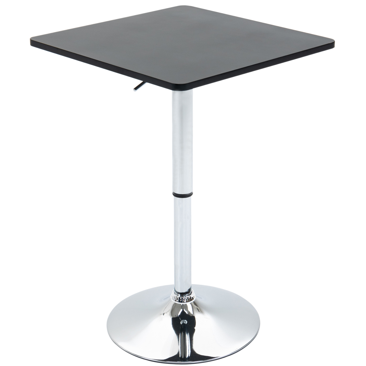 HOMCOM Modern Adjustable Counter Bar Table, Height Adjustable 69-93cm, Rotating MDF Top, Black and Silver Frame