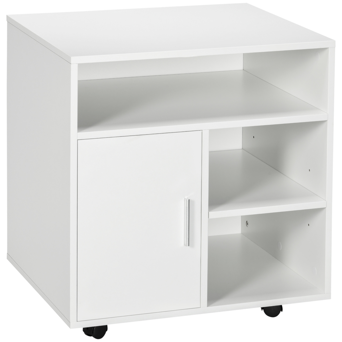 Multi-Storage Printer Unit for Office Organisation with 5 Compartments and Wheels