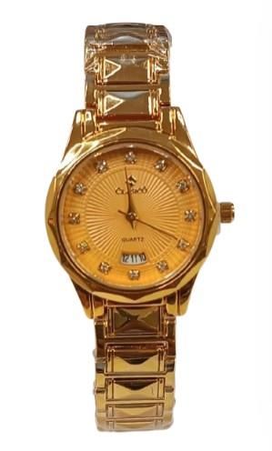Clasico Ladies Round Dial Gold Metal Strap Water Resistant Watch