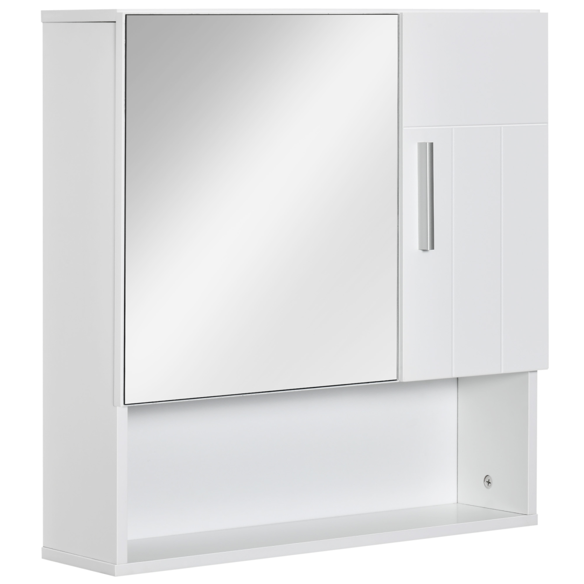 Bathroom Wall-Mounted Mirror Cabinet with Adjustable Shelves and Door, White