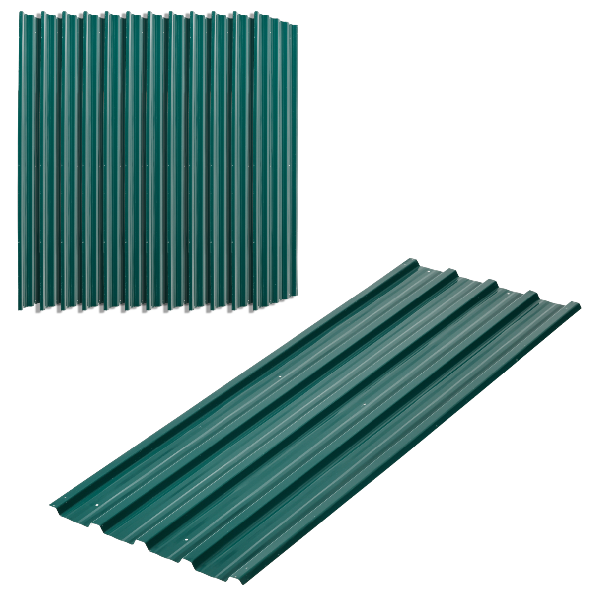 Outsunny Pack of 12 Galvanised Steel Roofing Sheets, Green
