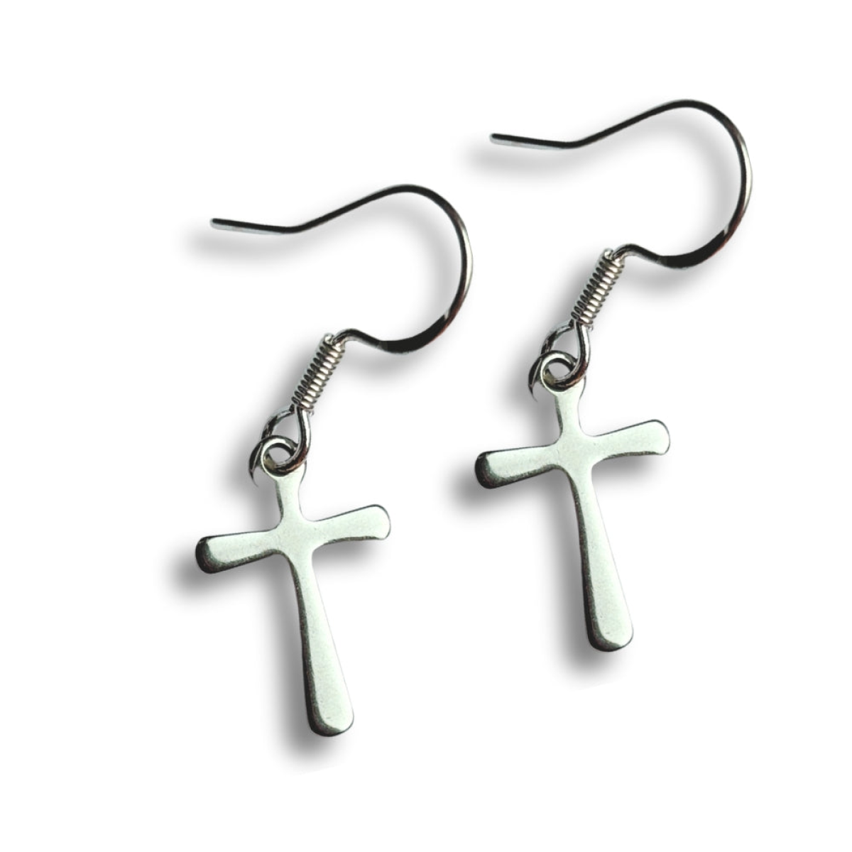 Silver Plated Cross Drop Earrings