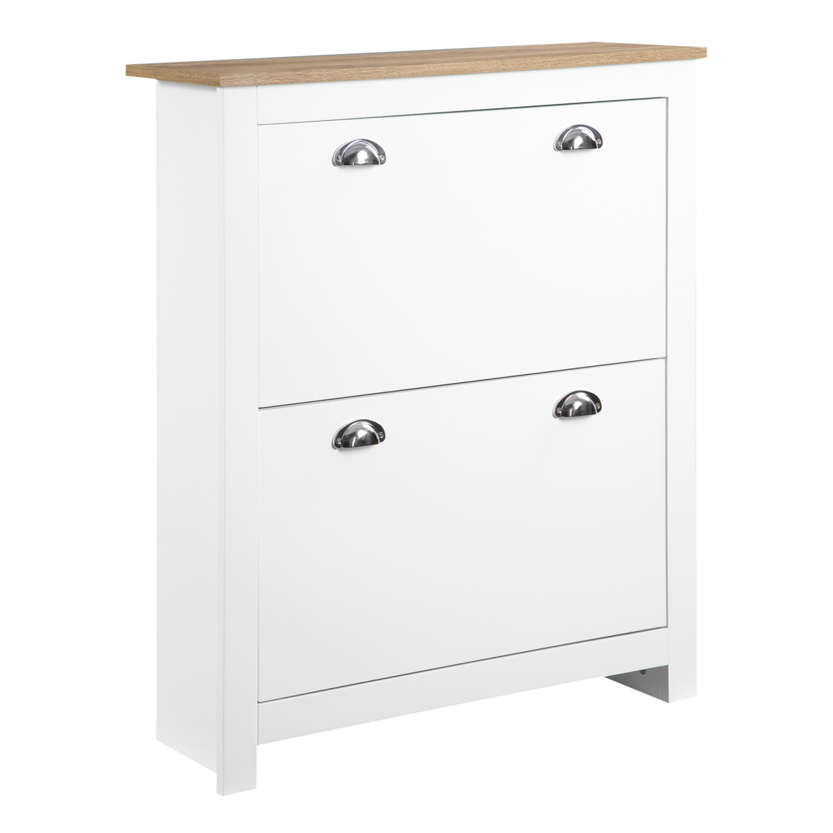 HOMCOM White Narrow Shoe Cabinet with 2 Flip-Down Drawers