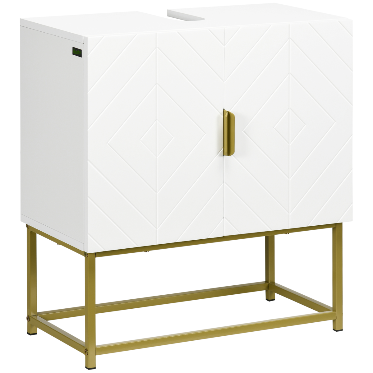 kleankin White Under Sink Bathroom Cabinet with Double Doors