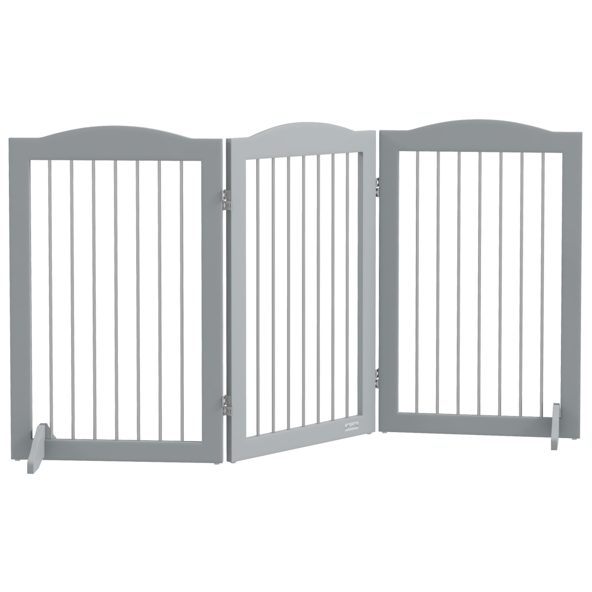 PawHut Foldable Freestanding Dog Gate with 2 Support Feet, Grey