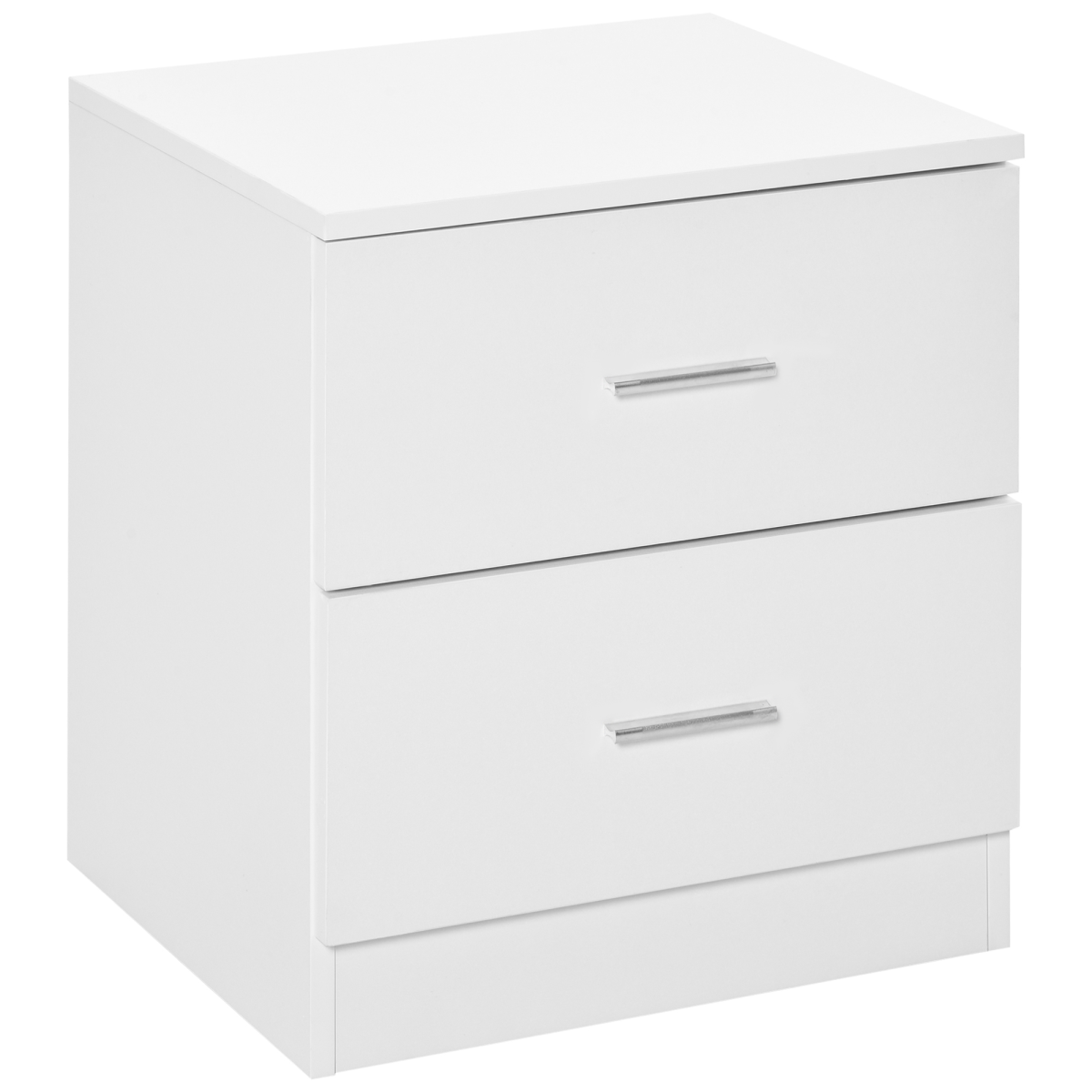 White Bedside Table with 2 Drawers and Storage Cabinet