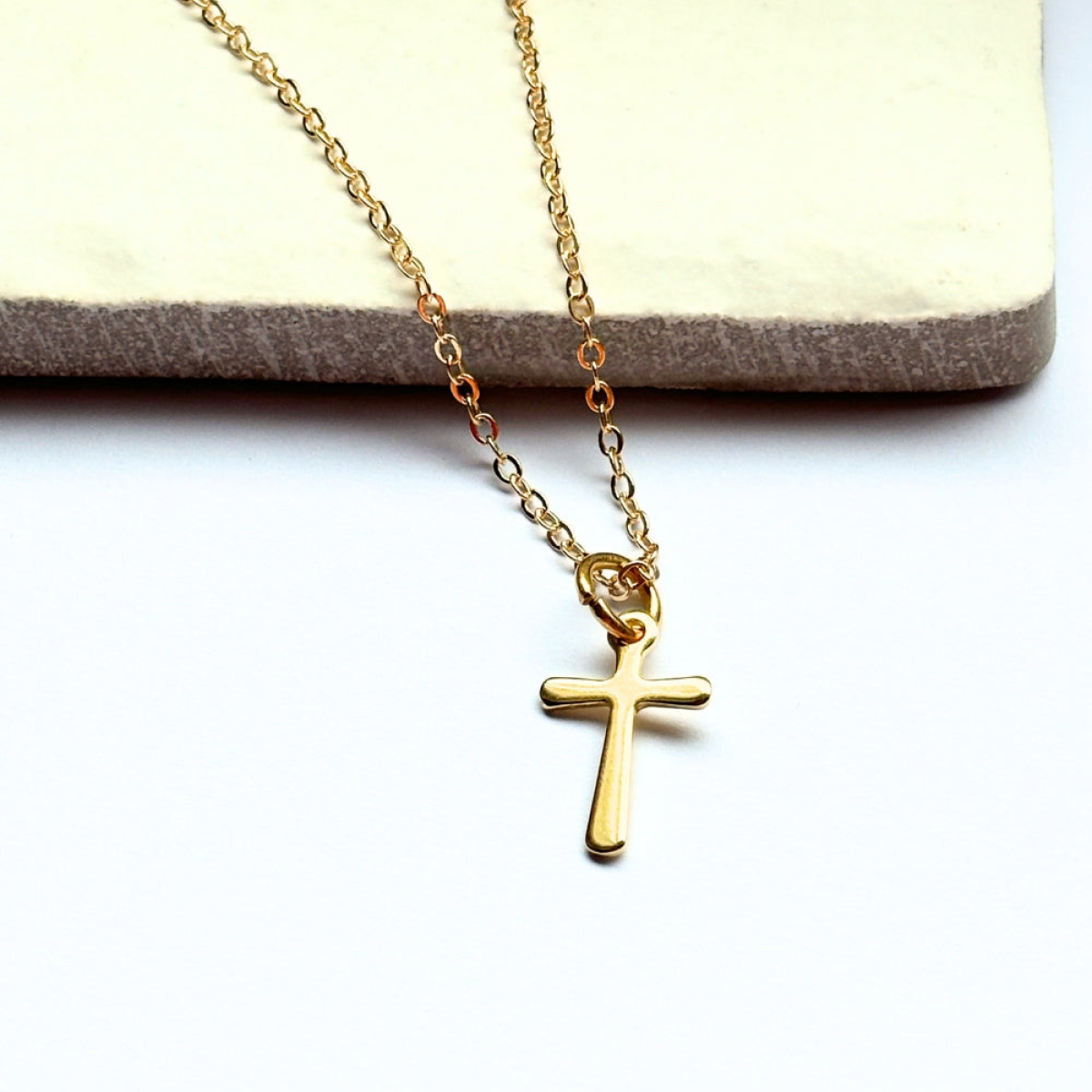 Gold Plated Cross Charm Necklace Gift Boxed