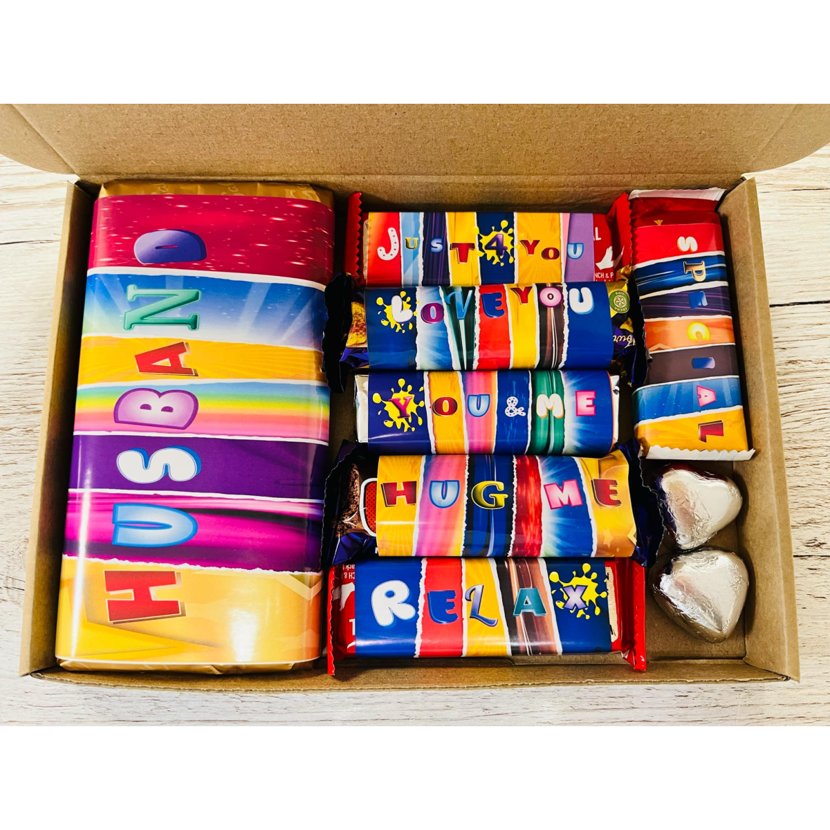 Valentine’s Novelty Chocolate Gift Box for Husband – Personalised Wrapper & Treats