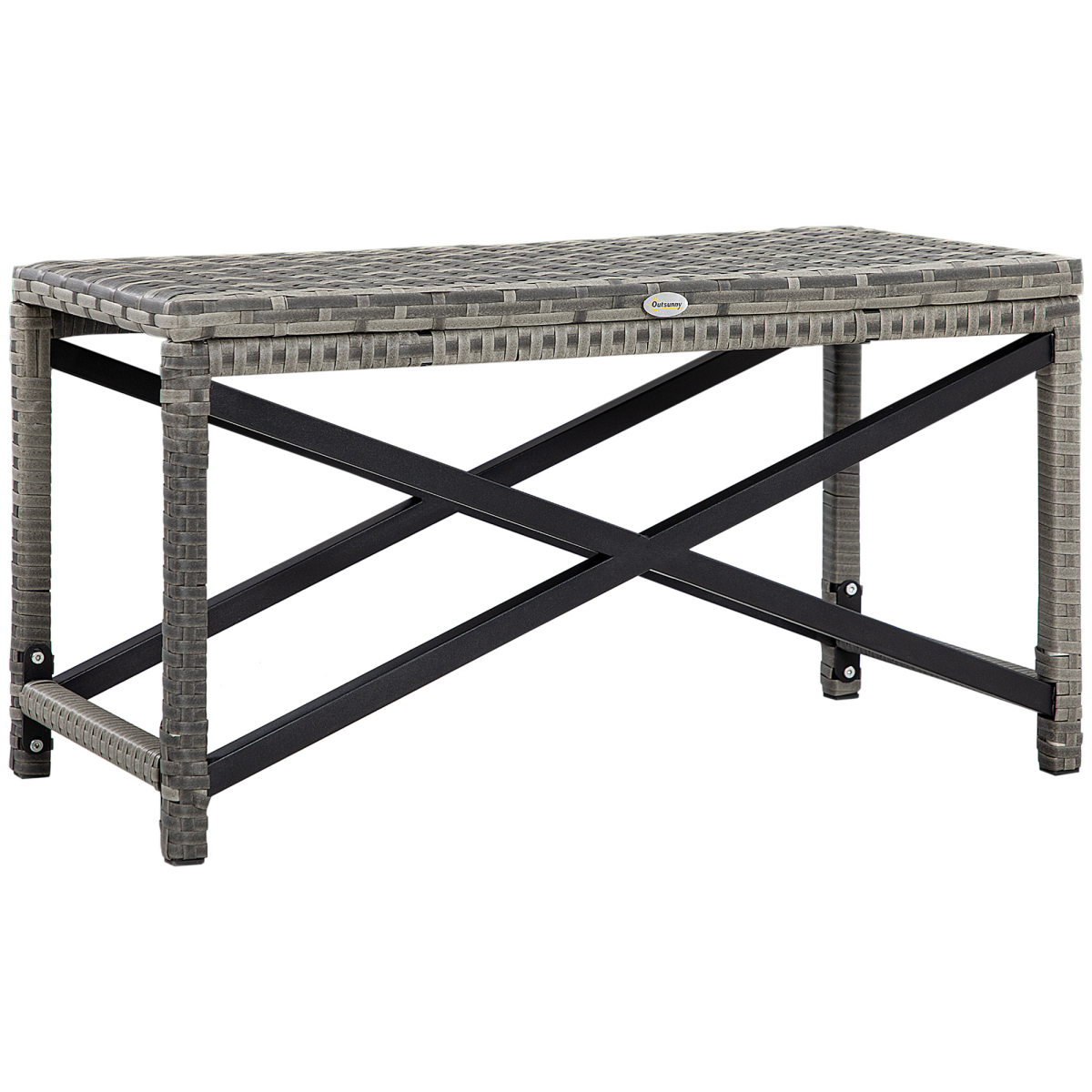 Outsunny Outdoor Rattan Coffee Table with Woven Plastic Top