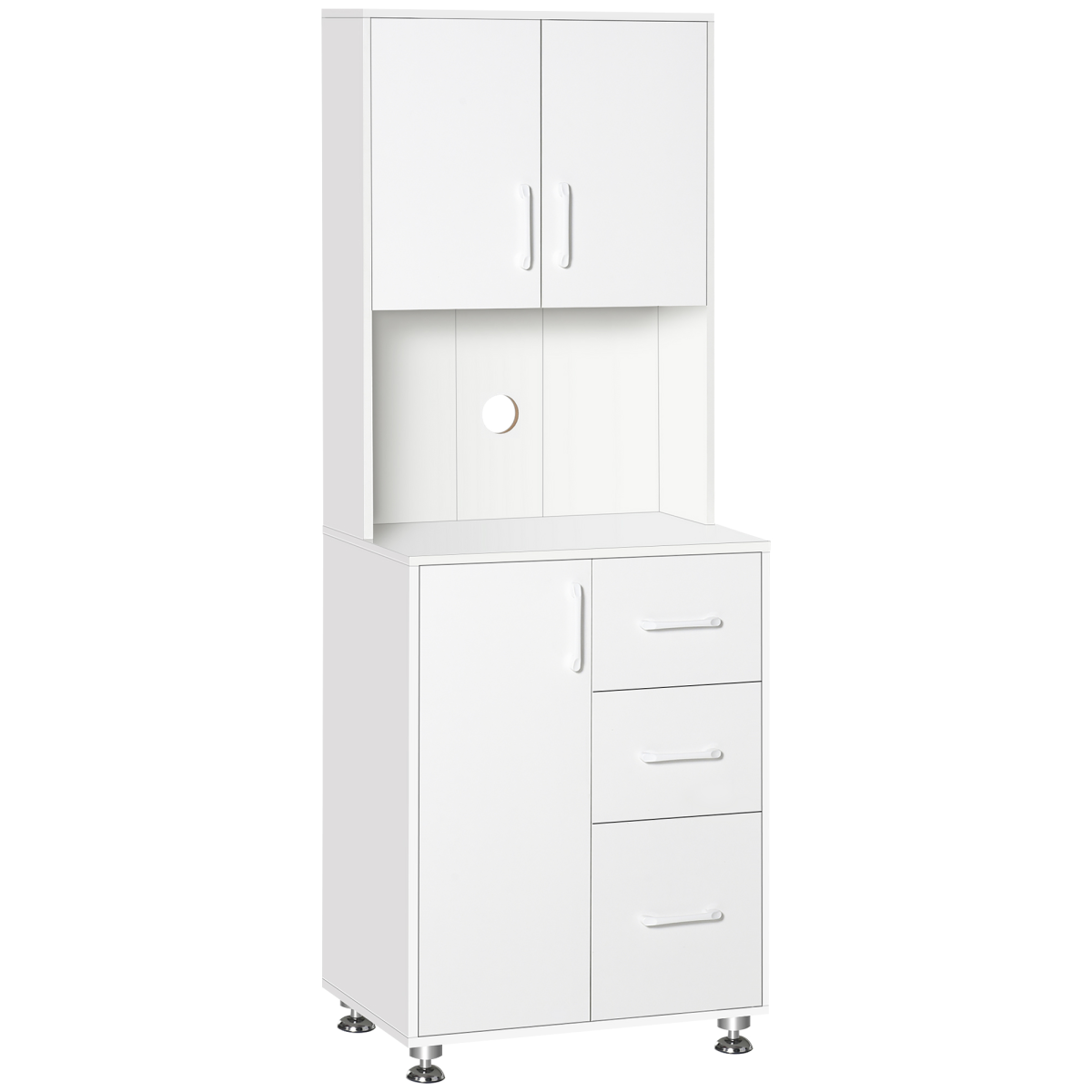 HOMCOM Kitchen Buffet Storage Cabinet with 2 Cabinets and 3 Drawers, 60 x 40 x 150 cm, White