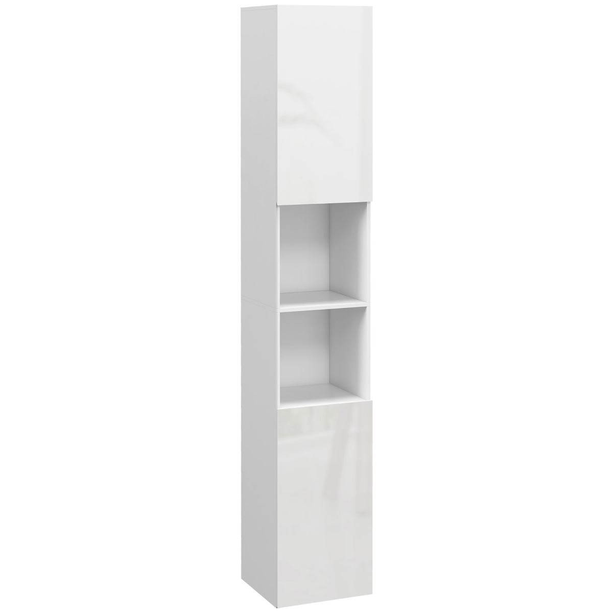 kleankin Bathroom Storage Cabinet, High Gloss White, Adjustable Shelves