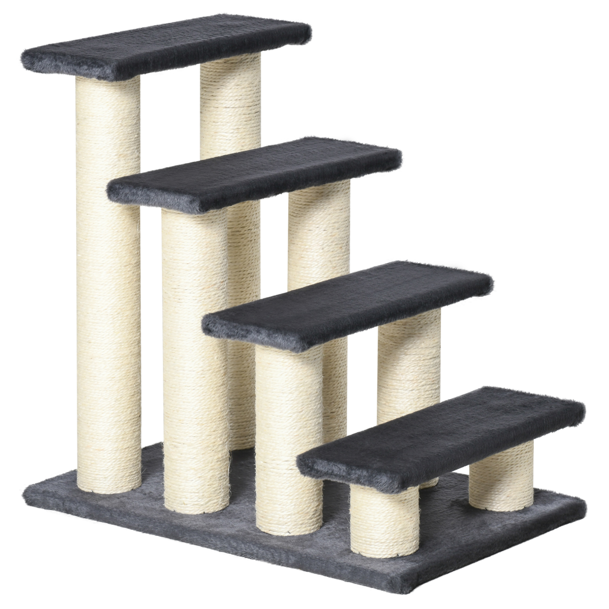 PawHut Plush Pet Stair Ladder for Cats and Dogs with Sisal Posts