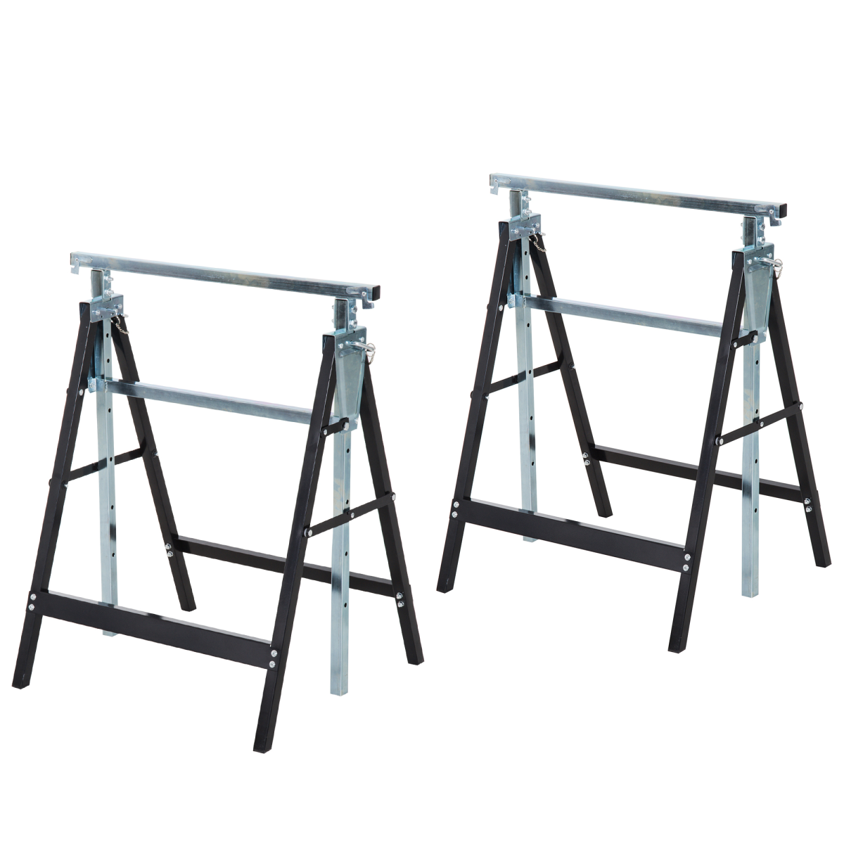 Set of 2 Telescopic Adjustable Builders Trestles - Black