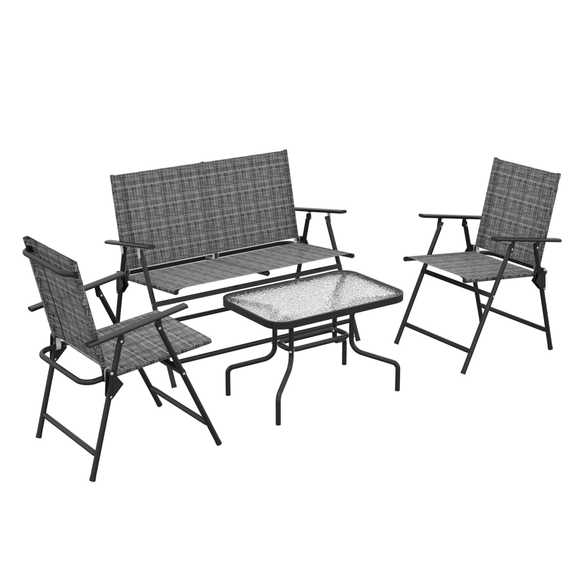 Outsunny 4-Piece Patio Furniture Set with Side Table, 2 Armchairs and Loveseat, Foldable Chairs