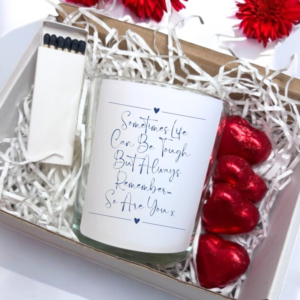 Personalised Sympathy Candle Gift Set with Chocolates and Matches