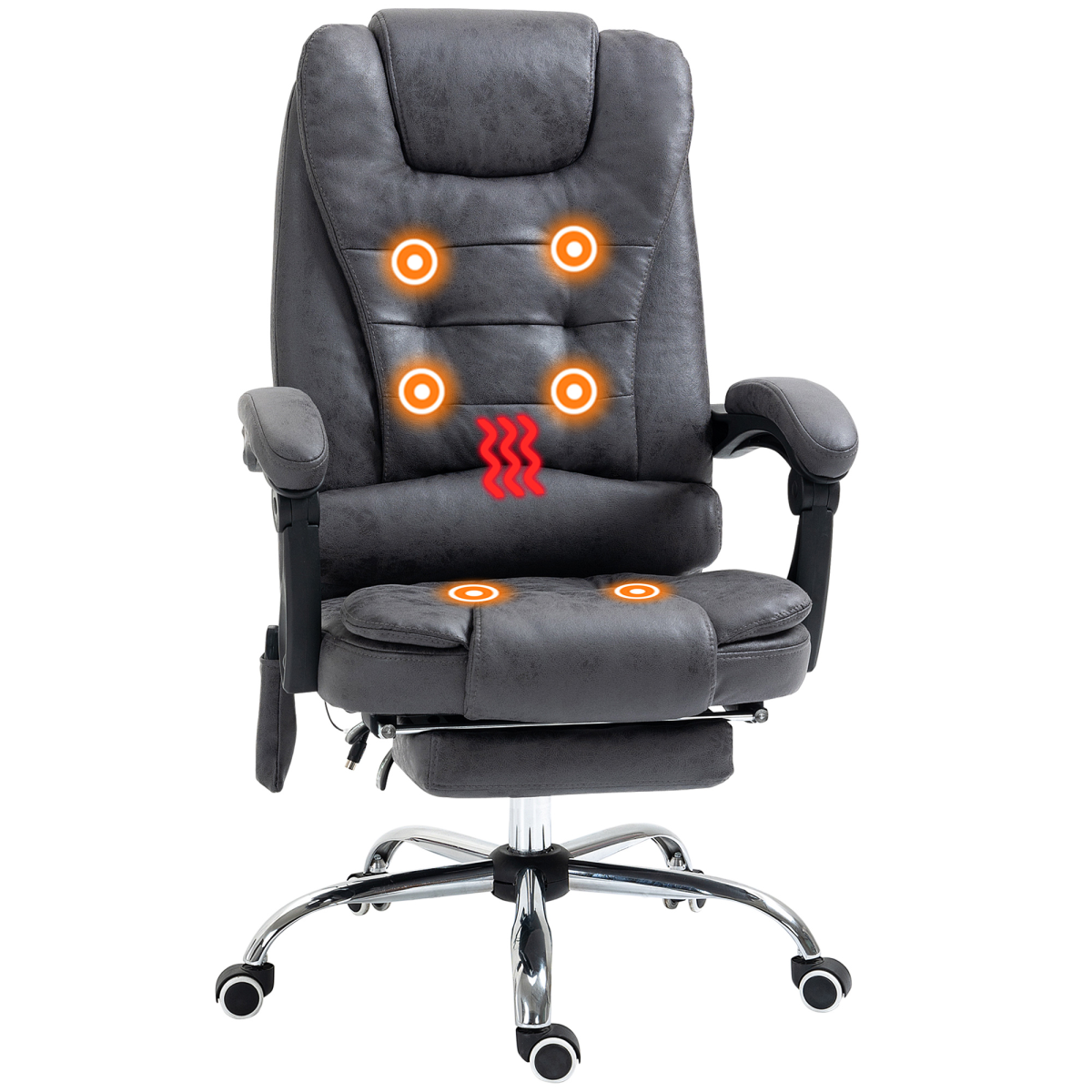 Vinsetto High Back Heated Massage Reclining Office Chair, Dark Grey