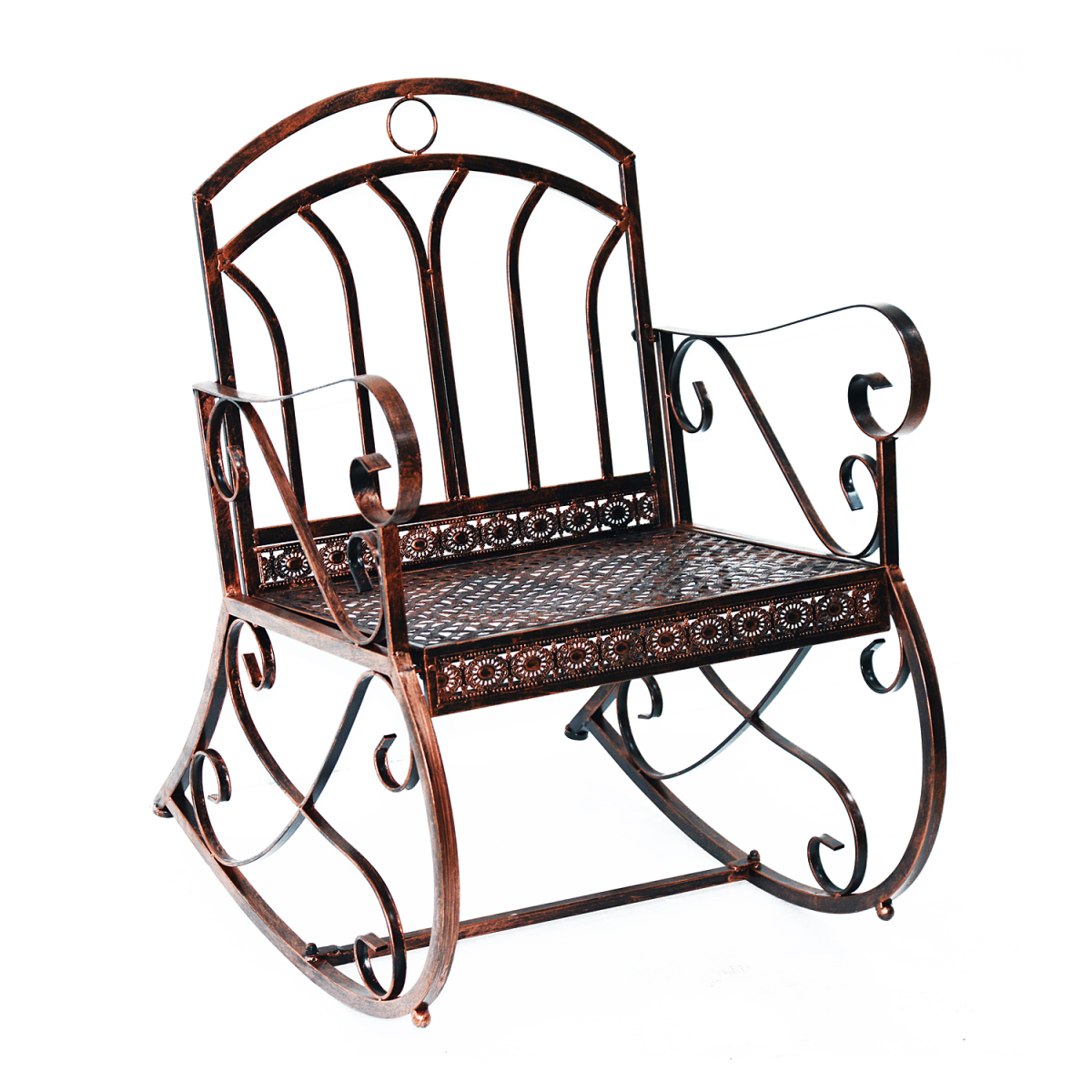 Outsunny Bronze Metal 2-in-1 Outdoor Rocking Chair Bench with Armrests