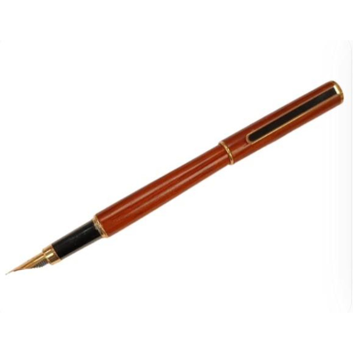 Imperial Handcrafted Natural Wood Stylist Pen with Gold Trim, Fine Nib