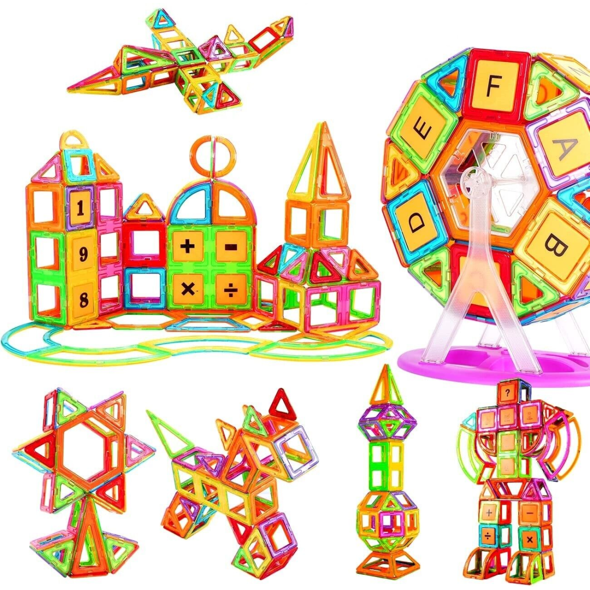 110-Piece Magnetic Building Blocks Set for Kids with Carrying Case