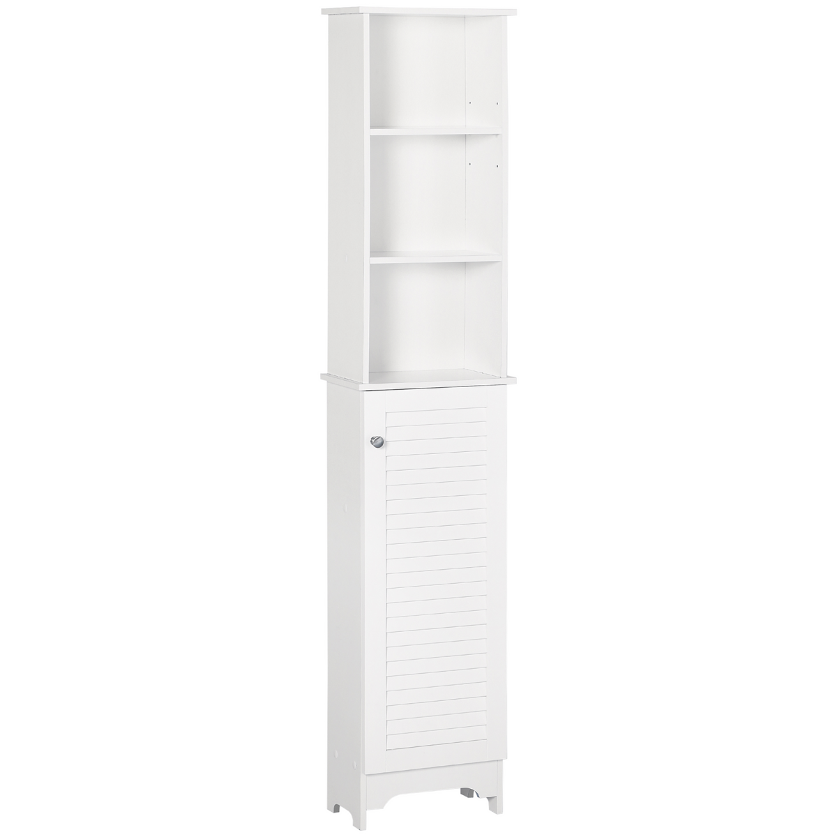 HOMCOM 6-Tier Tall Bathroom Storage Cabinet White with Open Shelves, Adjustable Shelves and Cupboard