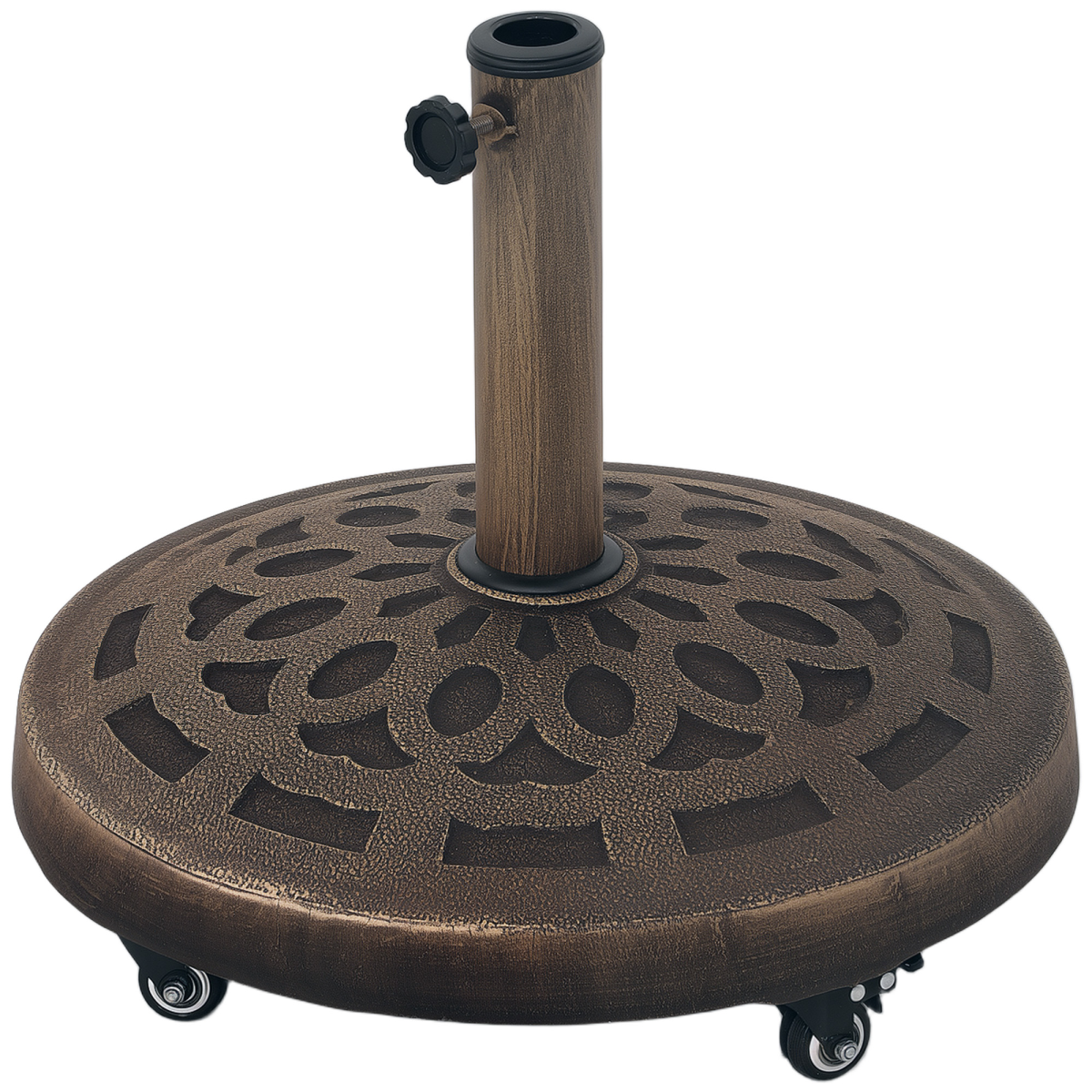 Outsunny 21kg Resin Concrete Garden Parasol Base with Wheels for 34/38/48 mm Poles