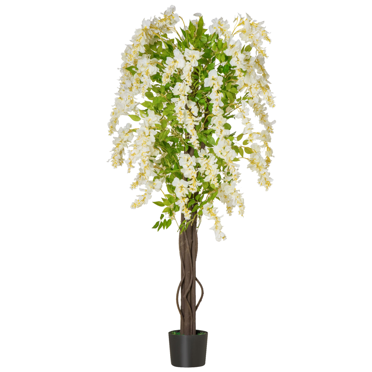 Artificial Realistic White Wisteria Tree Faux Decorative Plant, 160cm