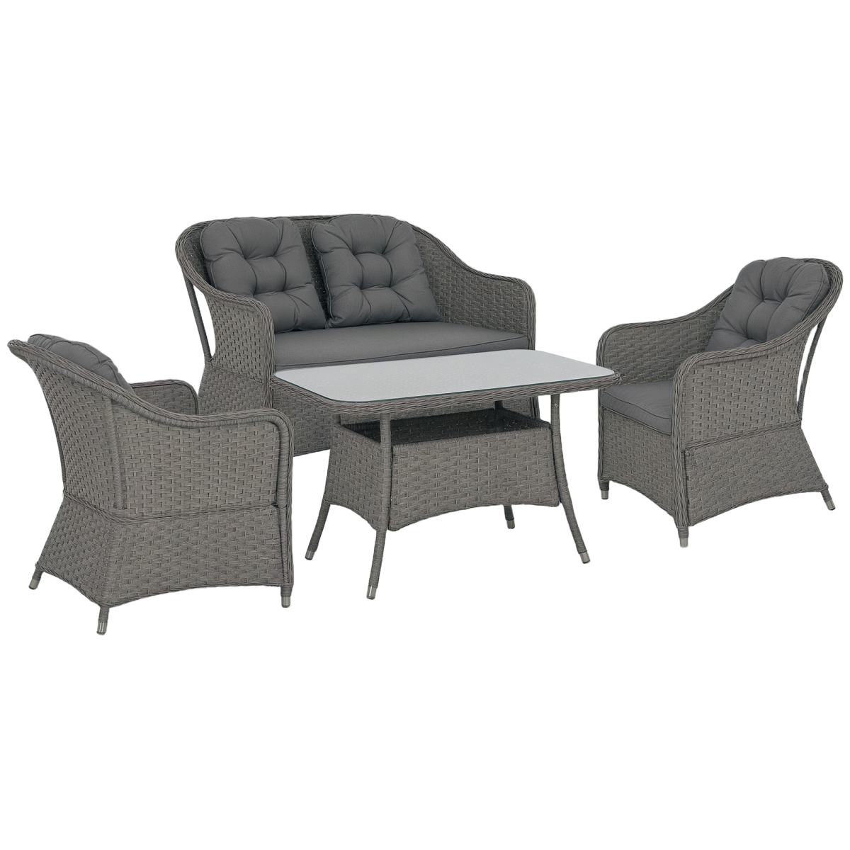 Outsunny 4-Piece Rattan Garden Sofa Set with Cushions and Table