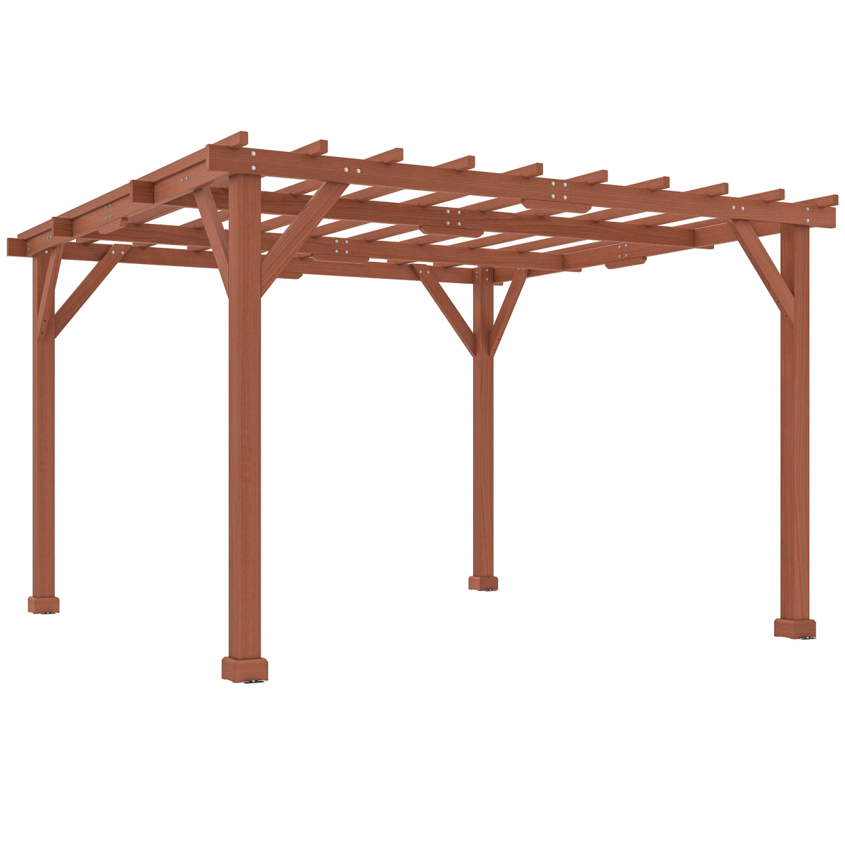 Outsunny 3.3 x 3.3m Brown Fir Wood Pergola Kit