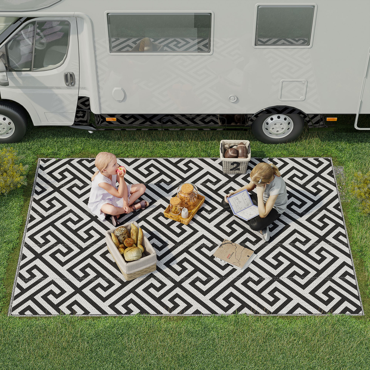 Outsunny Reversible Outdoor Rug 182x274cm Portable Camping Mat